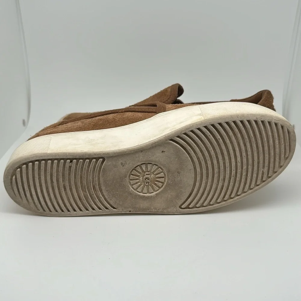 UGG Women's Jass Leather Brown Tan Suede Slip-On Sneakers Shoes‎ Size 7.5